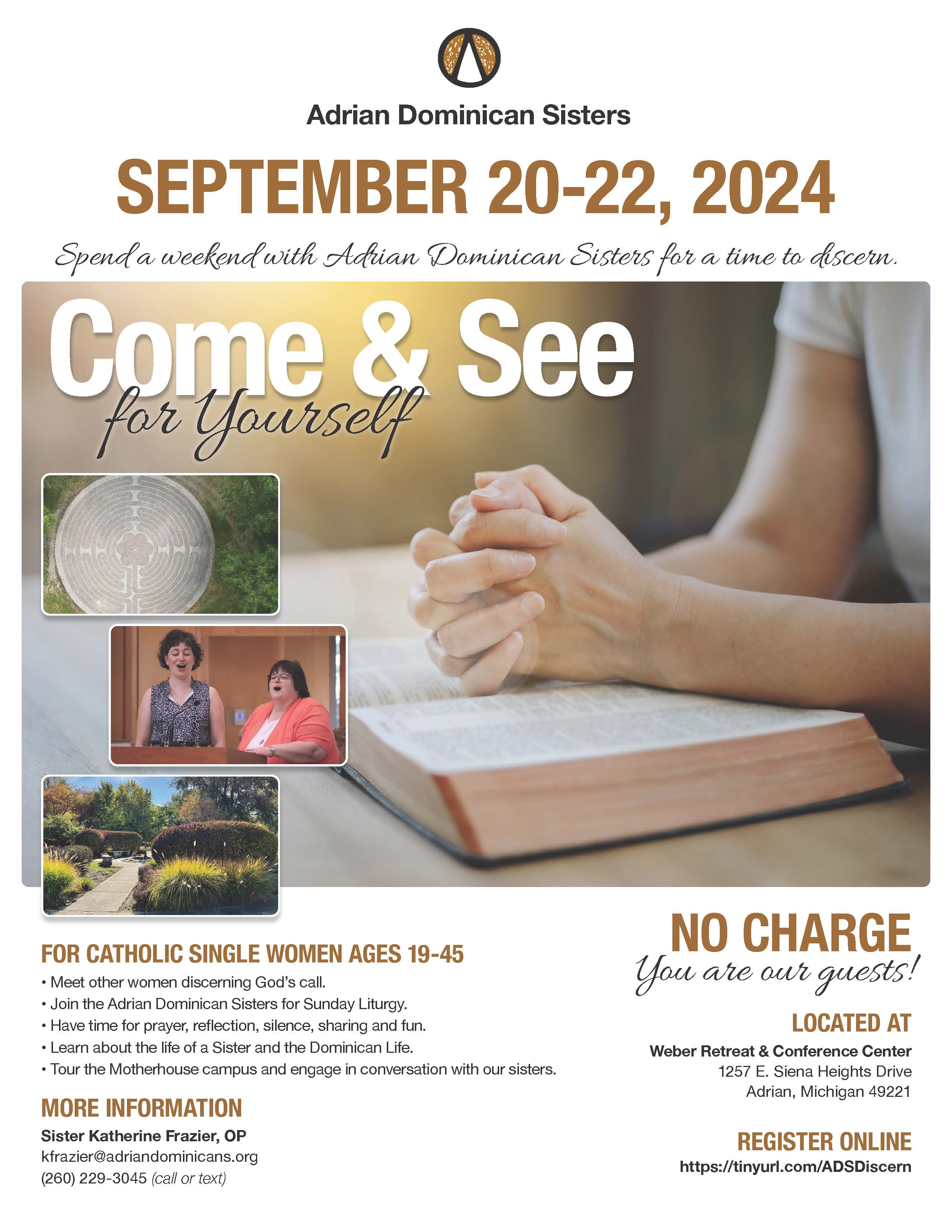 Come and See flyer for September 20-22, 2024