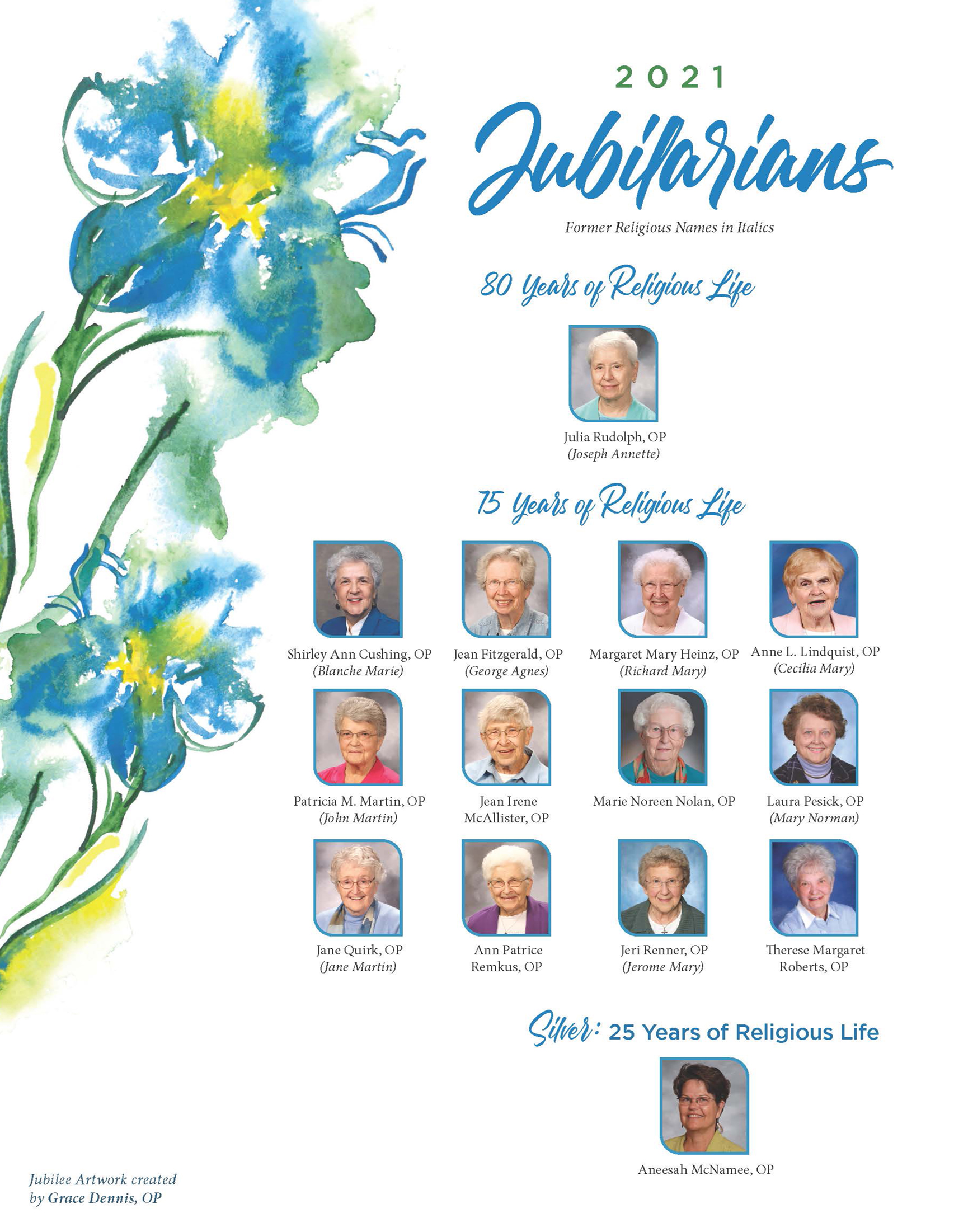 image with headshots and names of the 2021 Jubilarians image with headshots and names of the 2021 Jubilarians
