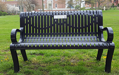 Outdoor bench with plaque Outdoor bench with plaque